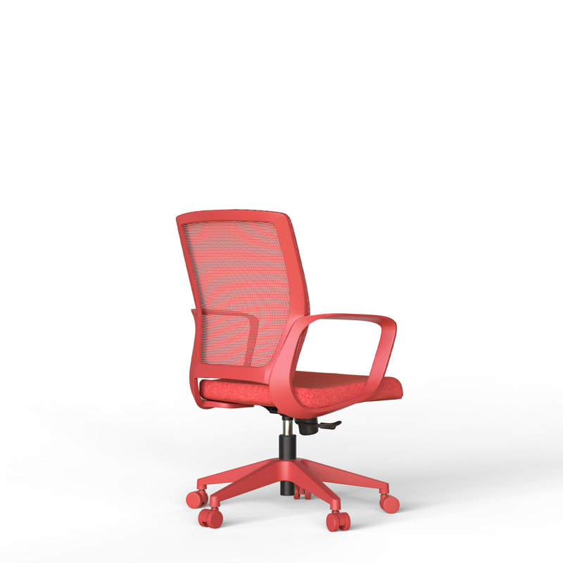 Chaise de bureau en maille colorée, capacité de charge de 159 kg, accoudoirs fixes, pivotante et réglable en hauteur, rouge