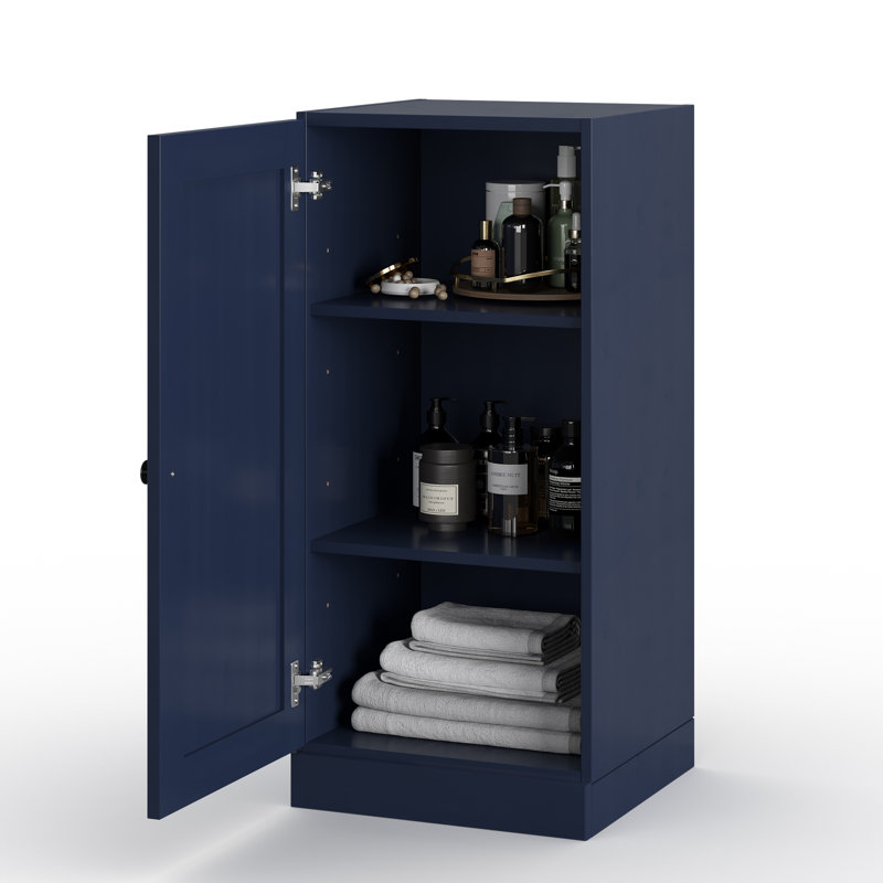 Armoire de rangement 100% bois massif 16,5 po avec porte shaker et tablettes réglables, Marine