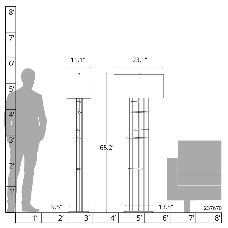 Cavaletti 65" Floor Lamp, Natural Anna, Oil Rubbed Bronze