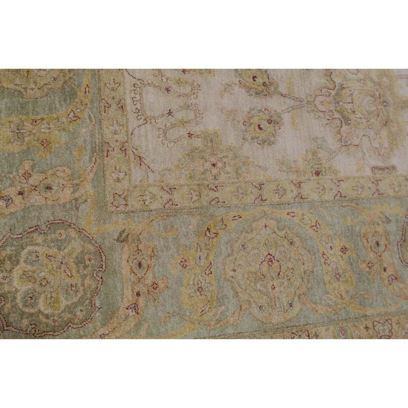 Tapis unique sable / gris clair noué à la main 9 pi 2 po x 12 pi 2 po
