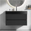 Meuble-lavabo Grace avec lavabo et tiroirs noirs doux, meuble-lavabo mural flottant pour salle de bain moderne, lavabo une pièce-414805498