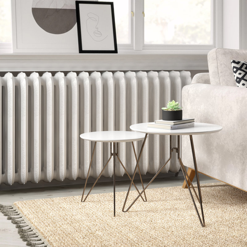 Dolly Nesting Tables, White/Silver