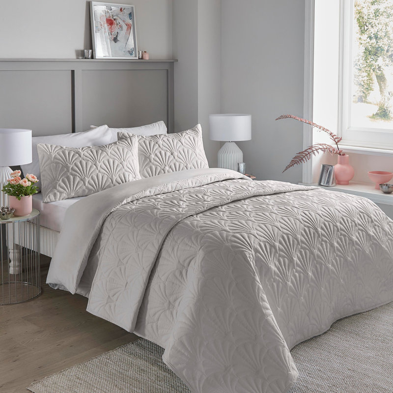 Musab Microfibre 0 Duvet Cover Set, Double - 2 Standard Pillowcases, Silver