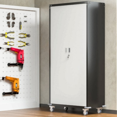 Armoires de garage avec portes verrouillables et 4 tablettes réglables