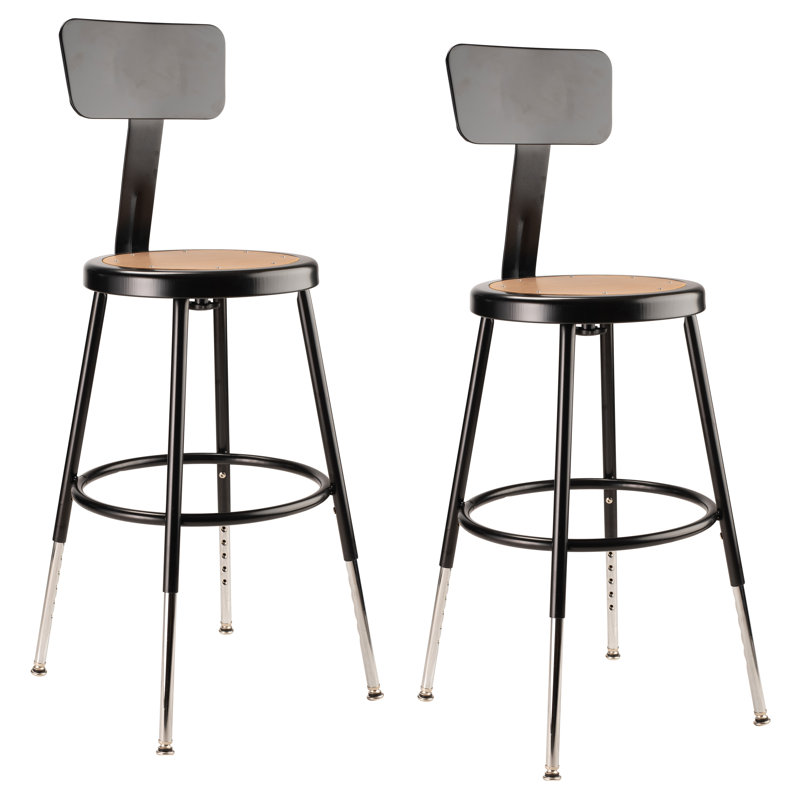 Tabouret en acier robuste avec dossier, Noir, 33"