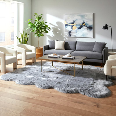 Tapis à poil long gris Hughey