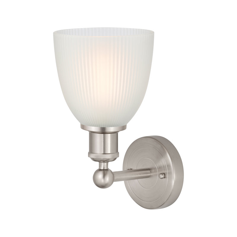 Applique murale à bras en acier 1 lumière Checotah, Blanc, Nickel satiné brossé