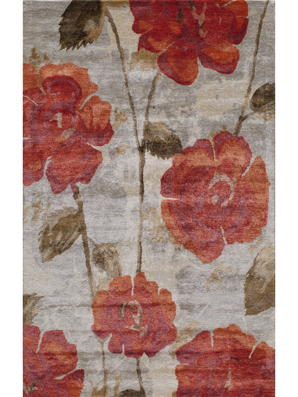 Tapis rouge touffeté à la main Summitville, Rectangle 7 pi 6 po x 9 pi 6 po