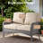 5 Piece Sofa Seating Group with fire pit and Cushions-1400947293