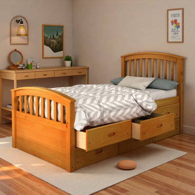 Lit standard 6 tiroirs en bois massif
