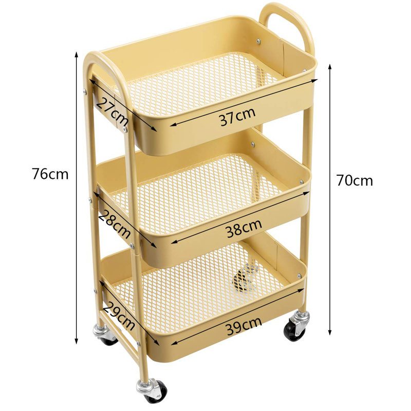 76cm H x 39cm W Utility Cart, Khaki Yellow