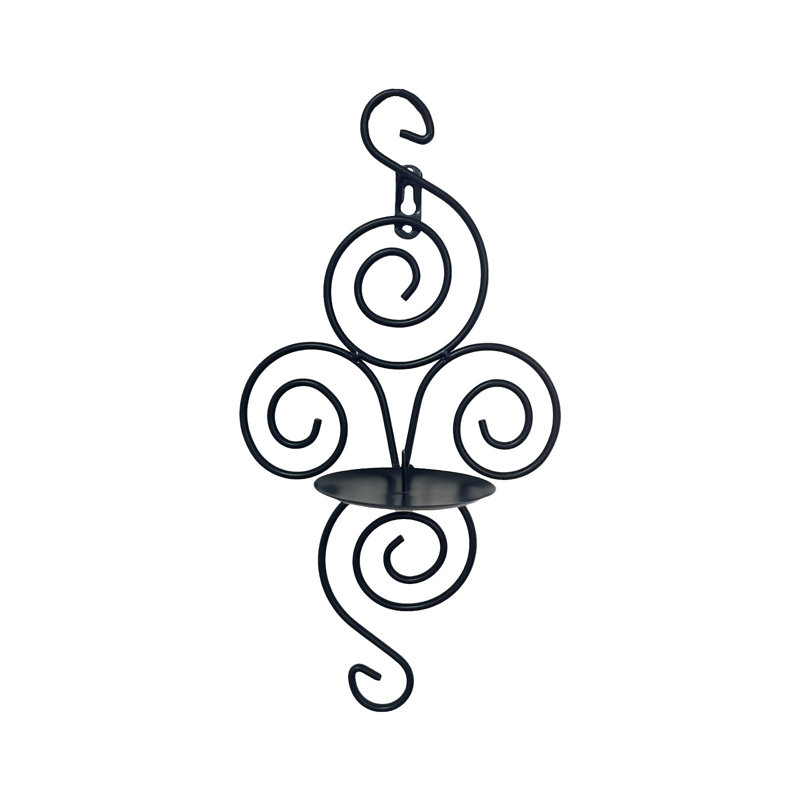 Wrought Iron Candlestick In Black White Wall Mounted Hook Decorative Ornament, Black