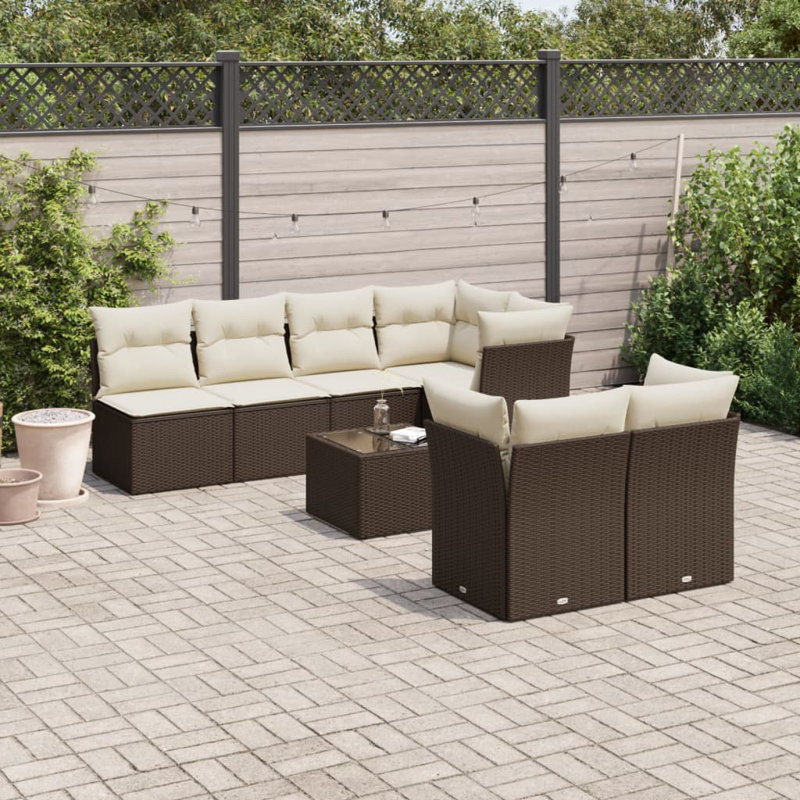 Ensemble de canapé de jardin Vidaxl brun, blanc crème