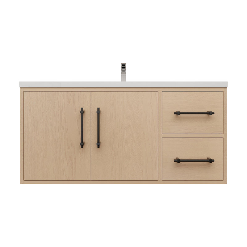 Victoria 41.7'' Single Bathroom Vanity with Acrylic Top, Yellow Oak