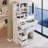 29.2" Small Size Left Drawer Desktop Vanity Table with Cushioned Stool and Brightness Adjust LED Mirror-113847158