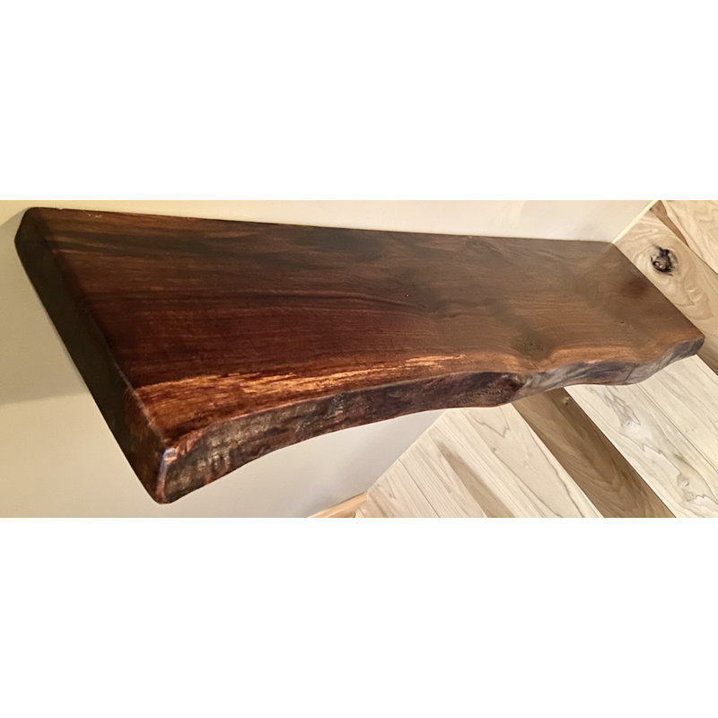 Walnut Floating Shelf with Live Edge, 2" H x 12" W x 12" D