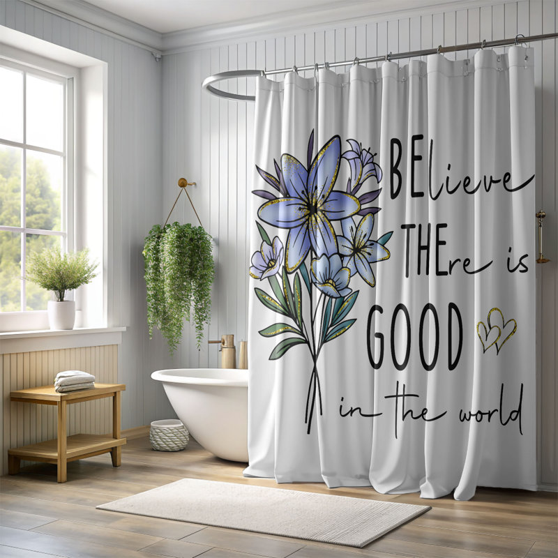 Rideau de douche 1 pièce Glittery Flower Love, H 74 po x l 40 po