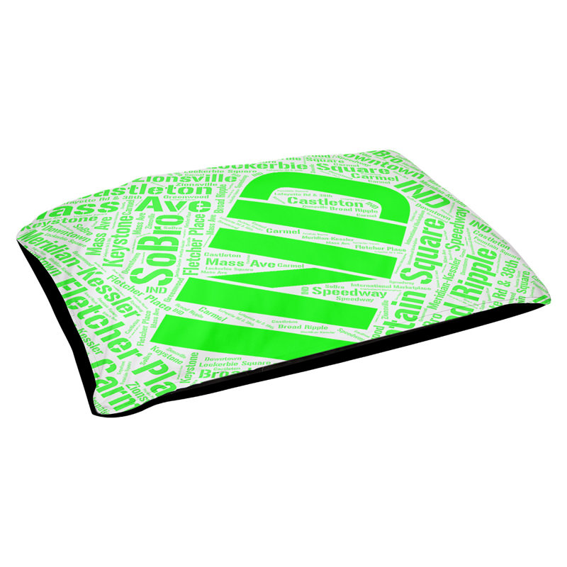 Coussin de chien « districts », Moyen (H 9,5 po x l 28 po x P 18 po), Indianapolis, Vert