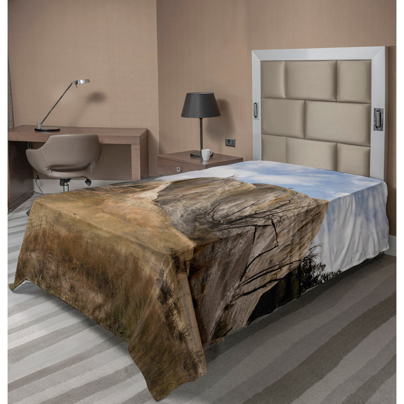 Ambesonne Yellowstone plateau plat drap de roche orange printemps beige bleu, Drap plat pour lit simple