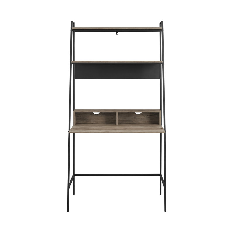 Walburg Metal Base Leaning / Ladder Desk, Grey Wash