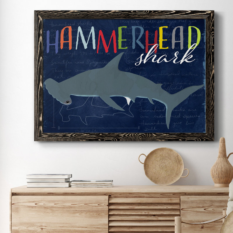 " Hammerhead Shark " Painting Print, Black, 31" H x 44" W x 1" D