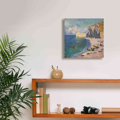 'Etretat, The Beach And The Falaise D Amont' by Claude Monet, Giclee Canvas Wall Art