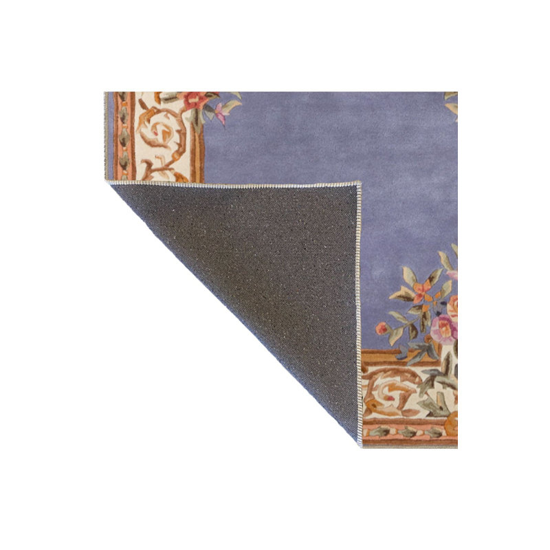 Tapis bleu décoratif traditionnel lavable, Sous-tapis carré 3 pi 3 po inclus