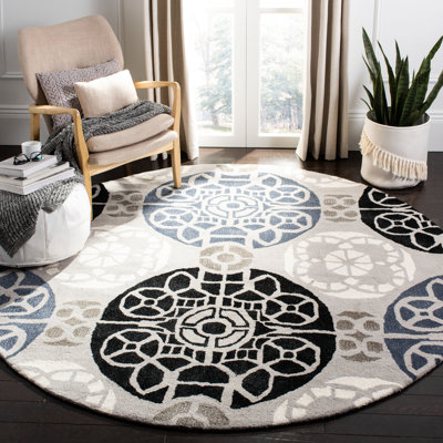 Tapis bleu / gris / noir en laine / viscose touffeté à la main Eaton Wyndham