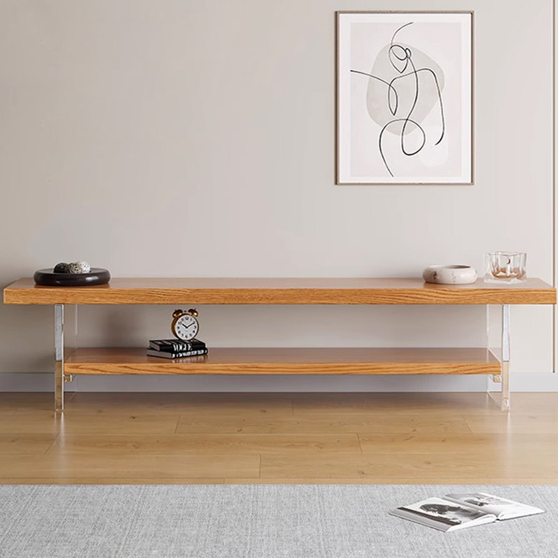 Meuble télé minimaliste moderne en bois massif, H 16,53 po x L 78,74 po x l 15,74 po