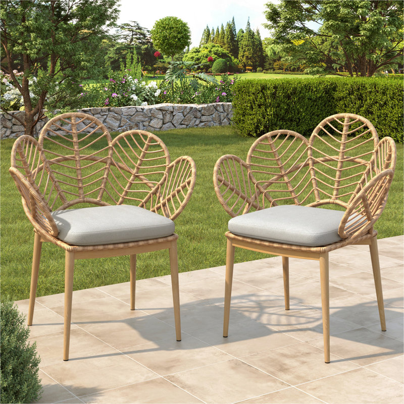 Ensemble de 2 chaises d'extérieur en forme de paon en osier Kirk