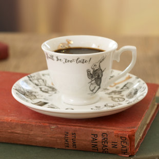 Alice In Wonderland Ceramic Espresso Cup and Saucer