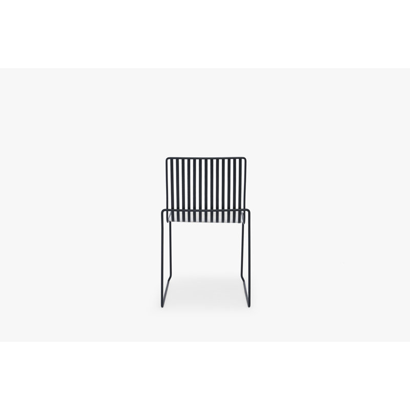 Ariss 116.84cm H Polyester Blend Upholstered Slat Back Side Chair in Grey, Black, Silver
