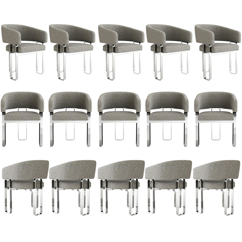 Ensemble de 15 chaises de salle à manger, chaise de baril avec accoudoirs, chaises de salle à manger modernes