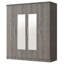 Commode grise, armoire avec tablettes