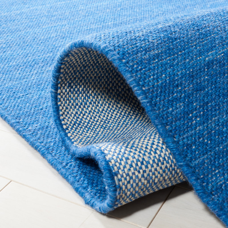 Blue Flatweave Handmade Wool Area Rug, 5' x 8'