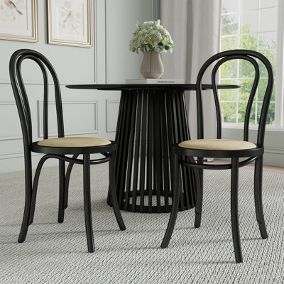 Rattan Seat Dining Chair With Solid Wood Frame, French Side Chair For Dining Room/Kitchen