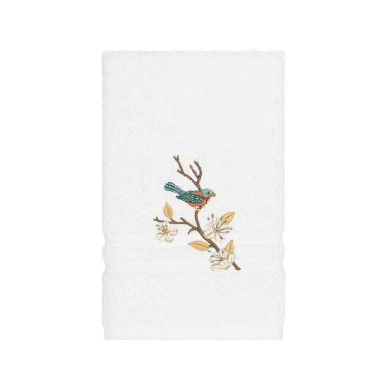 Spring Time Turkish Cotton Midweight Hand Towel, White
