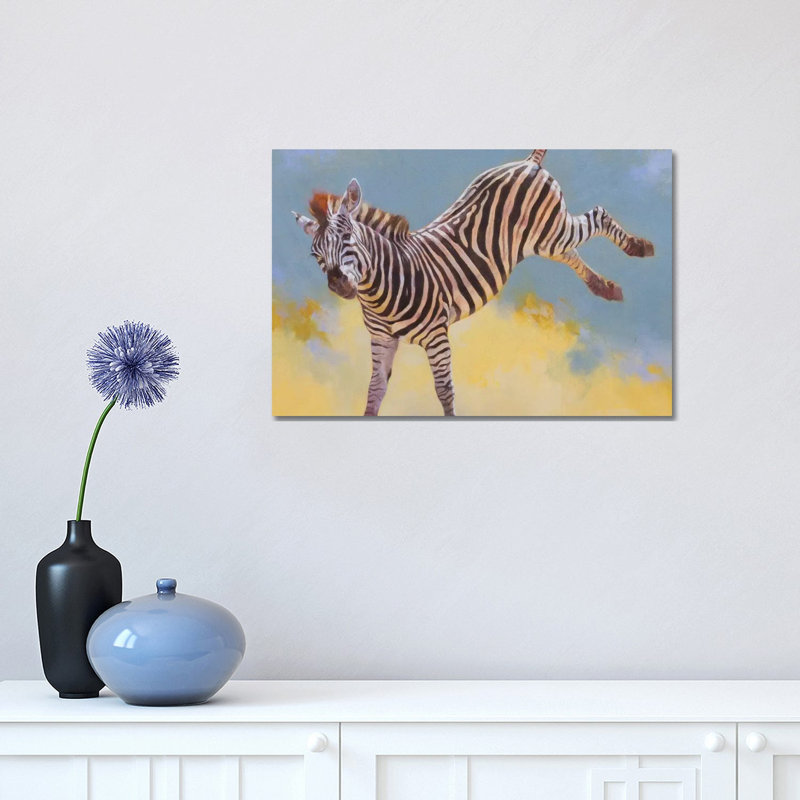 Bucking Zebra 1 Piece Wrapped Canvas Painting, 30.48 cm H x 45.72 cm W