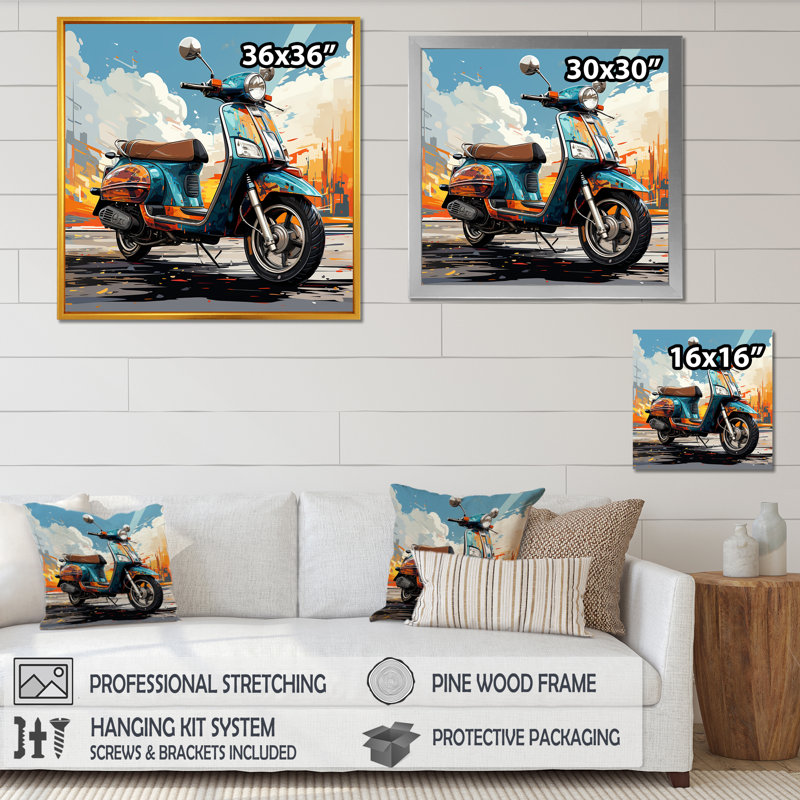 Edgy Scooter Odyssey - impressions sur toile, H 36 po x l 36 po x P 1,5 po, Toile tendue