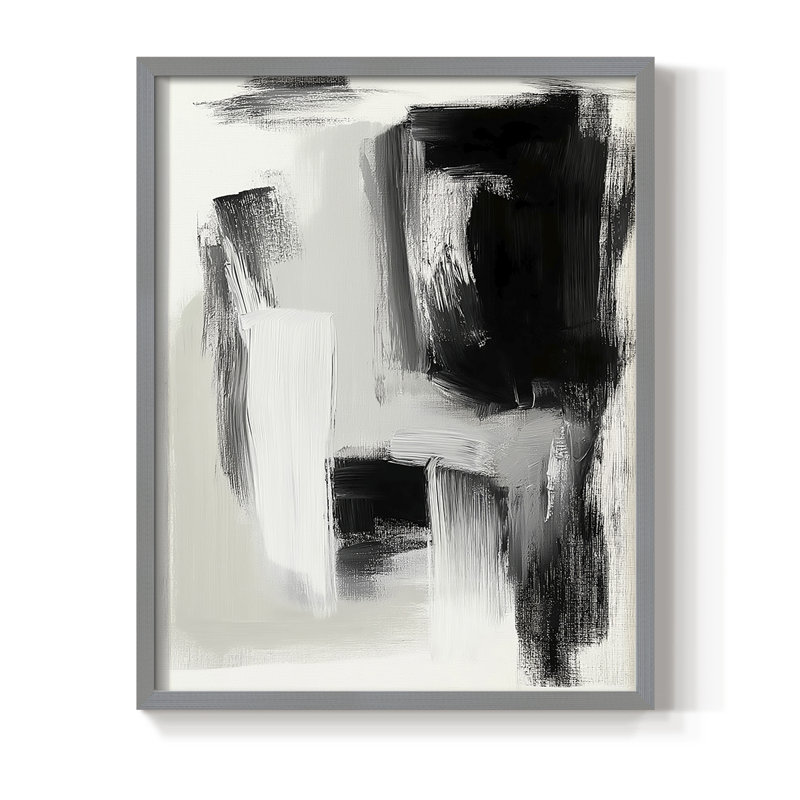 Série ABSTRACT DCCLxx - Impression encadrée de qualité supérieure - Prêt à accrocher - Aucun clou requis, Gris