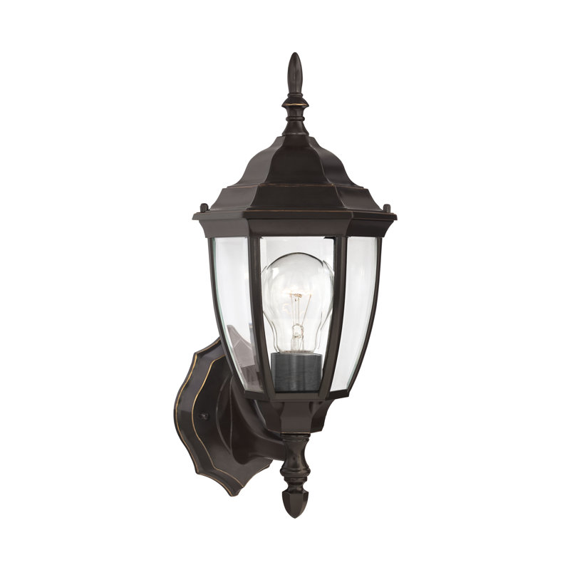 Lanterne murale d'extérieur à une lumière Bakersville de Génération Éclairage , 100 W A-26 moyen, Bronze antique
