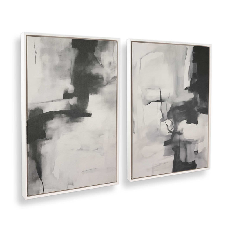 Ensemble de 2 toiles tendues monochromes Whisper, Cadre flottant blanc opaque, H 18,75 po x l 25,5 po x P 1,75 po
