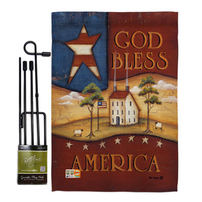Double Sided 18.5'' H x 13'' W Polyester Independence Day Flag Set