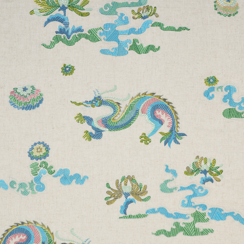 Hanlun Dragon Embroidery Fabric, Natural