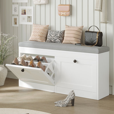 8 Pairs Adult Shoes Storage Bench, Shoe Storage Stool for for Entryway