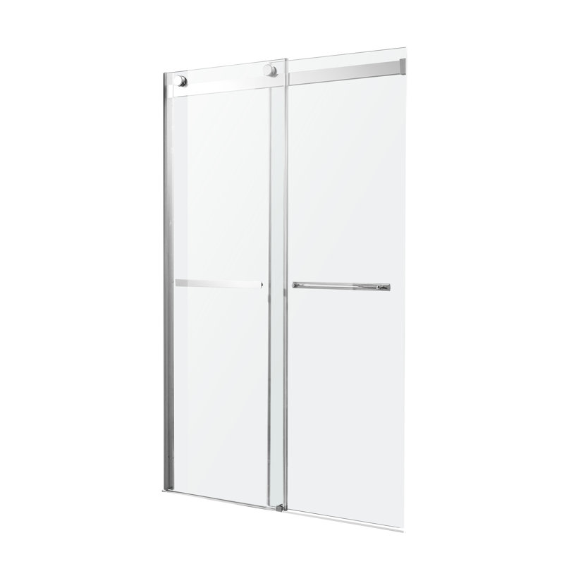 Porte de douche coulissante double sans cadre l 60 po x H 76 po Kahn, Nickel brossé