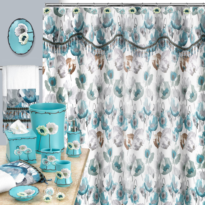 California Floral Shower Curtain, Aqua