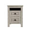 Chambre à coucher avec table de chevet gris antique avec deux tiroirs - compacte et chic pour 2 élégantes et bien aménagées-894761561