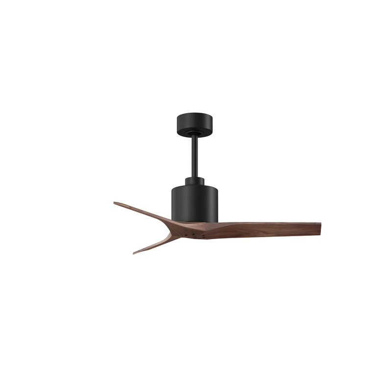 Ertugrul 3 - Blade Standard Ceiling Fan, Matte Black, 42", Walnut