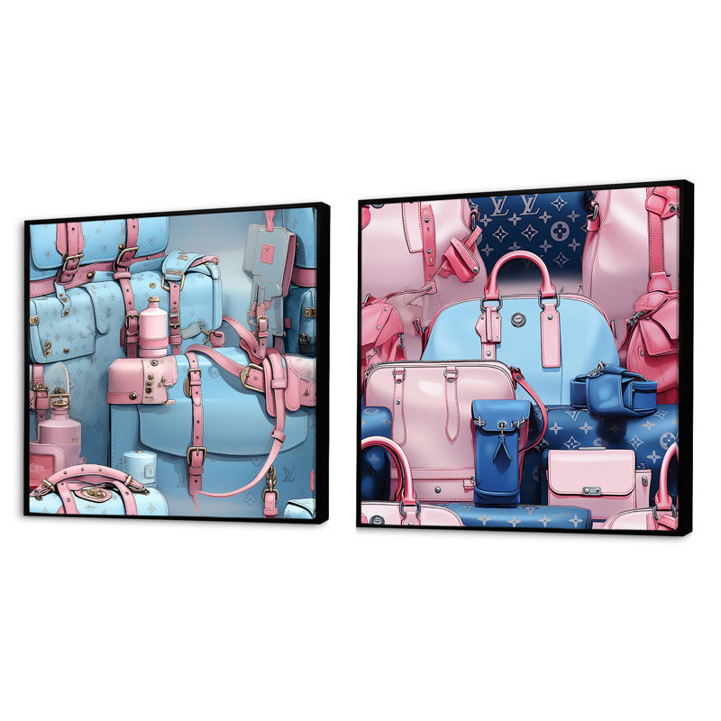 Marc - Ensemble de 2 collages carrés abstraits, Cadre flottant noir, H 16 po x l 33 po